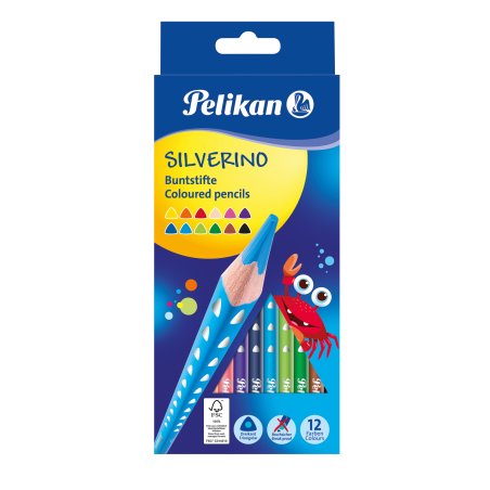 Pelikan Crayon de couleur triangulaire SILVERINO fin, étui
