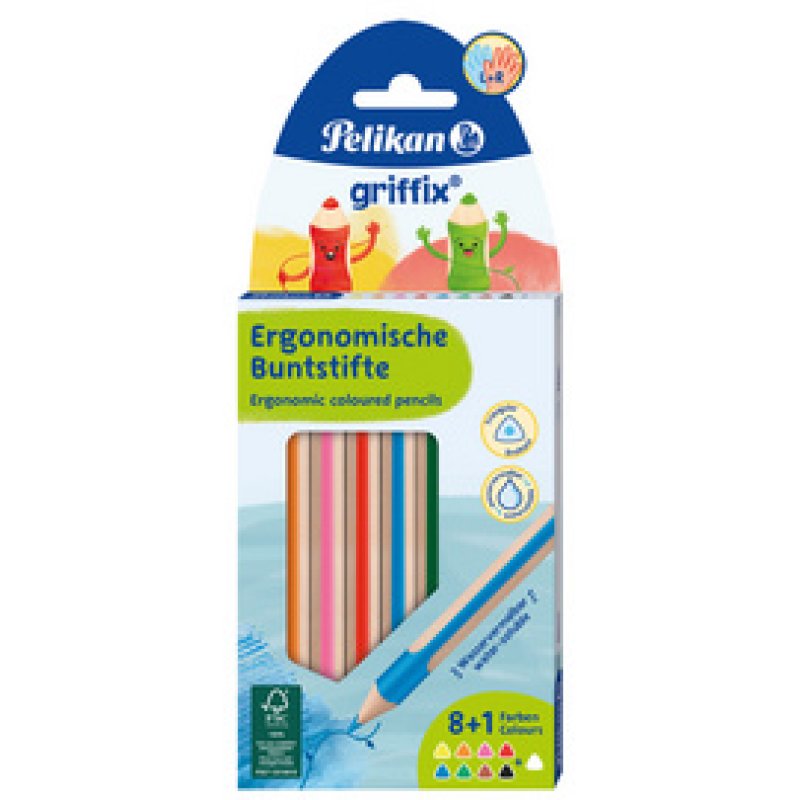 Pelikan Crayon de couleur triangulaire griffix, étui de 9