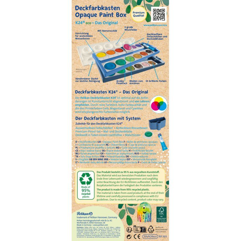 Pelikan Boîte de peinture K24 eco, 24 couleurs