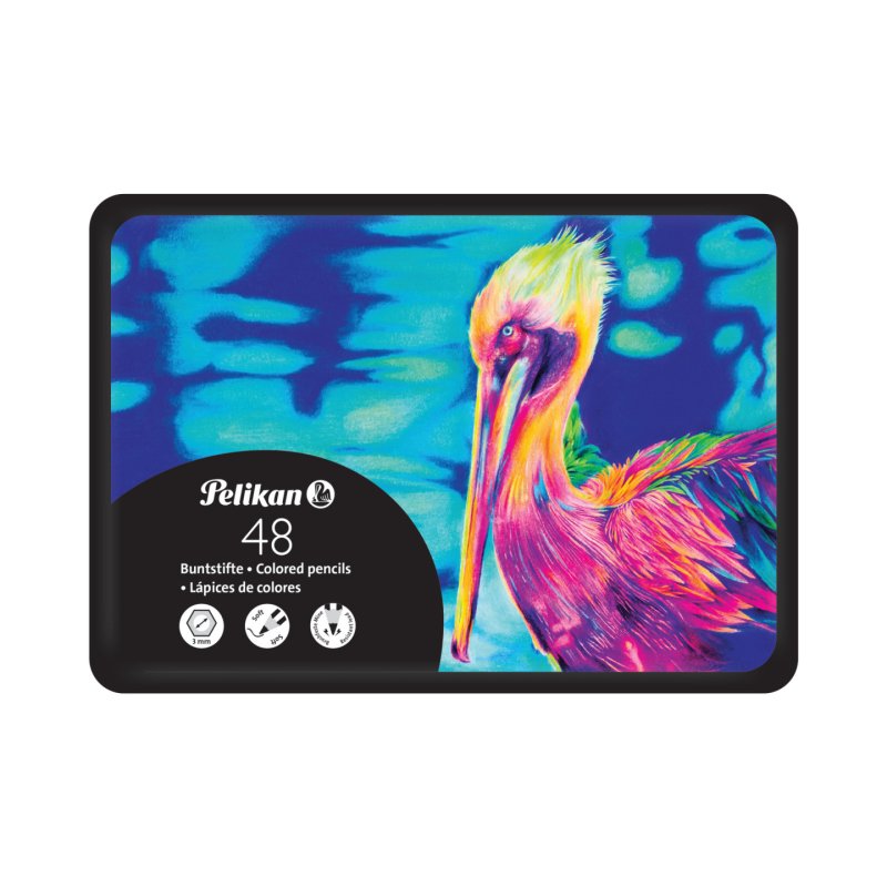 Pelikan Crayon de couleur Premium, étui métal de 48