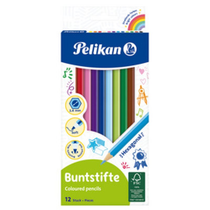Pelikan Crayons de couleur standard, étui en carton de 12
