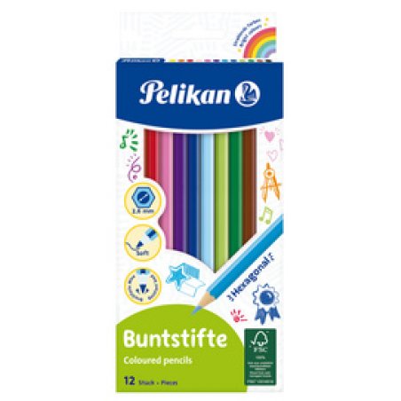 Pelikan Crayons de couleur standard, étui en carton de 12