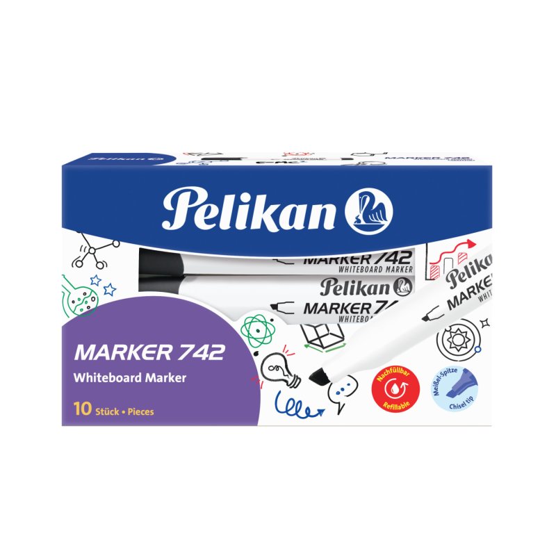 Pelikan 742 marqueur 10 pièce(s) Pointe biseautée Noir