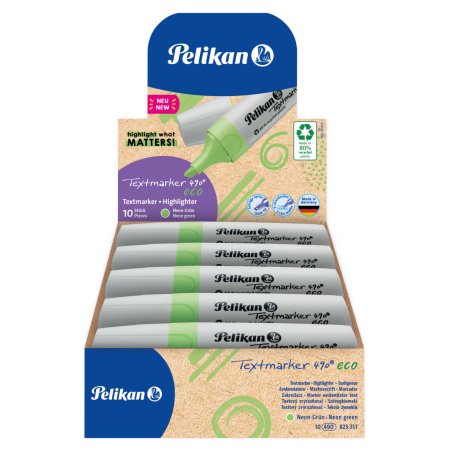 Pelikan Textmarker 490 eco marqueur 10 pièce(s) Pointe biseautée Vert