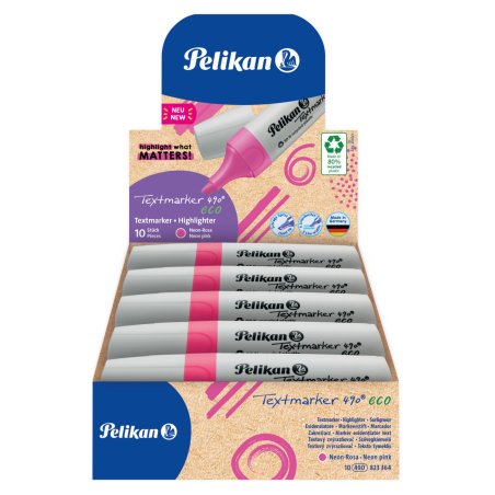 Pelikan Textmarker 490 eco marqueur 10 pièce(s) Pointe biseautée Rose