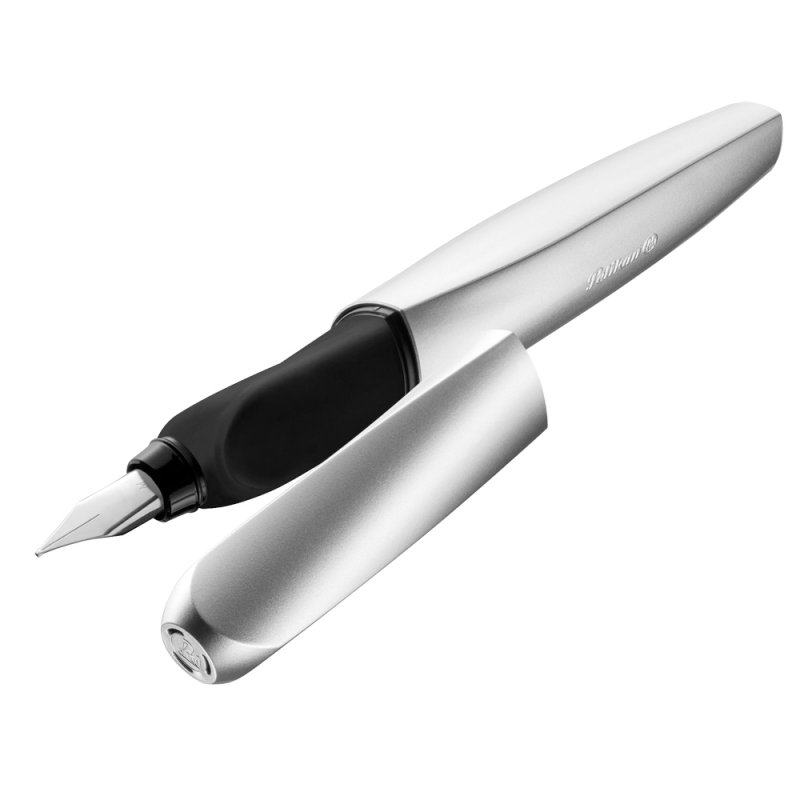 Pelikan Twist stylo plume, argent/noir