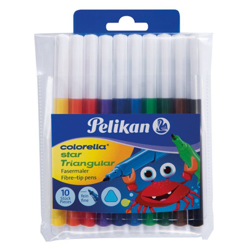 Pelikan 985663 stylo-feutre Fin Noir, Bleu, Marron, Vert, Bleu clair, Vert clair, Orange, Rouge, Violet, Jaune
