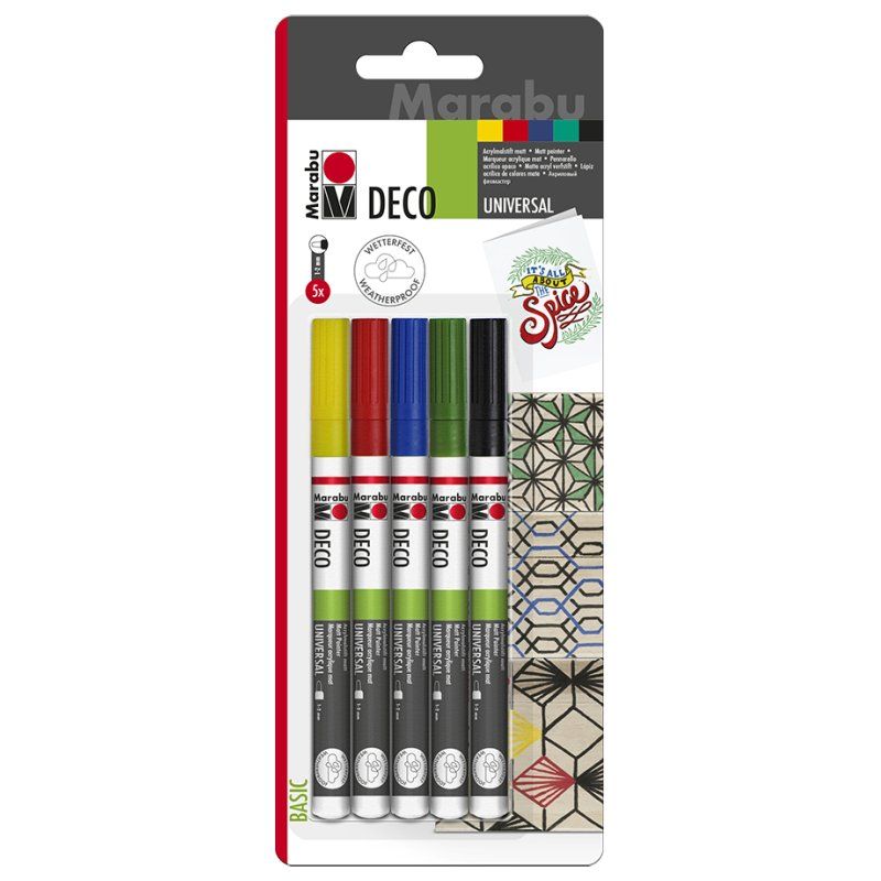 Marabu Deco Painter Basic Black, Blue, Green, Red, Yellow 5 pc(s)