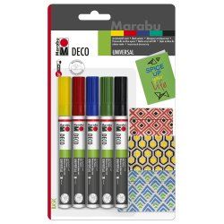 Marabu 0122000000081 Noir, Bleu, Menthe, Rouge, Jaune 5 pièce(s)