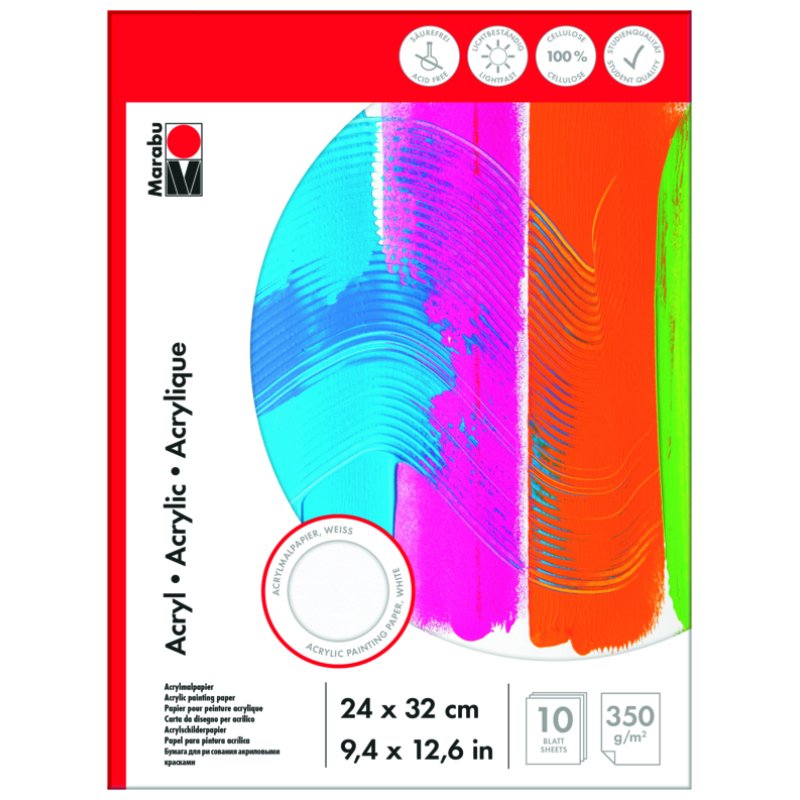 Marabu Bloc de peinture acylique, 240 x 320 mm, 360 g/m2