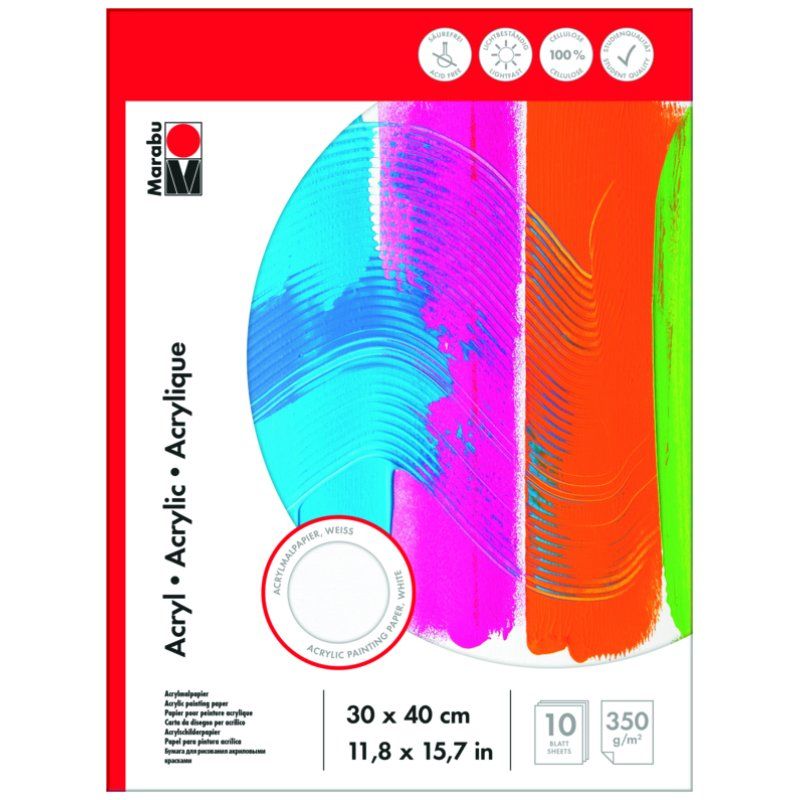 Marabu Bloc de peinture acrylique, 300 x 400 mm, 360 g/m2