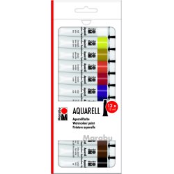 Marabu Peinture aquarelle, 12 ml, Kit de 12