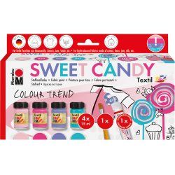 Marabu Peinture pour tissu "Textil", Kit SWEET CANDY