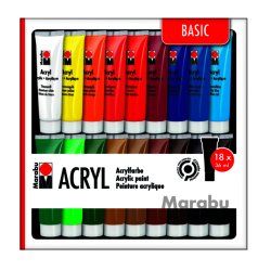 Marabu Kit de peinture acrylique, 18 x 36 ml, assorti