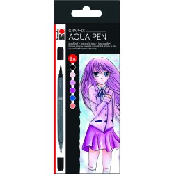 Marabu Aqua Pen Graphix felt pen Beige, Black, Red, Rose 6 pc(s)