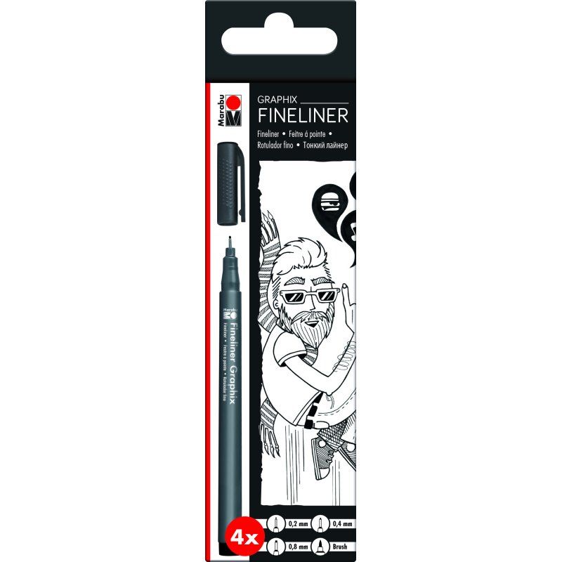 Marabu Graphix fineliner Multi Black 4 pc(s)