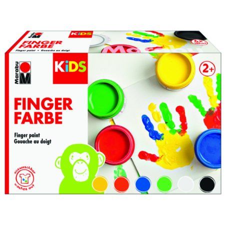 Marabu KiDS Kit de gouache au doigt, 100 ml, kit de 6
