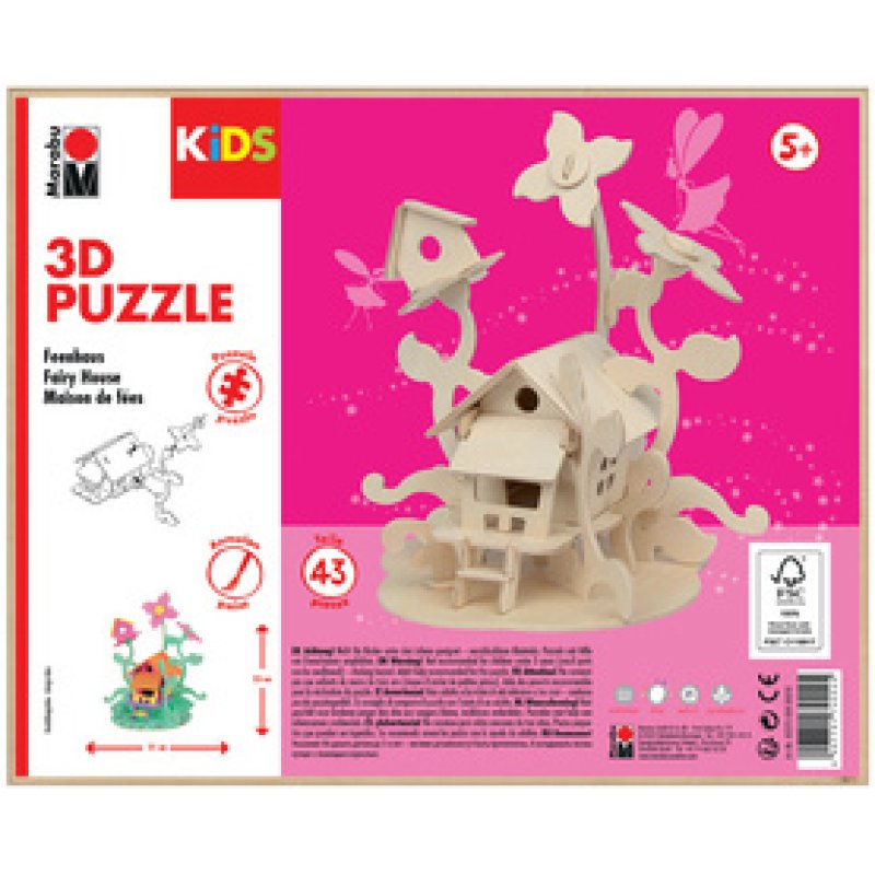 Marabu KiDS Puzzle 3D "Maison des fées", 43 pièces