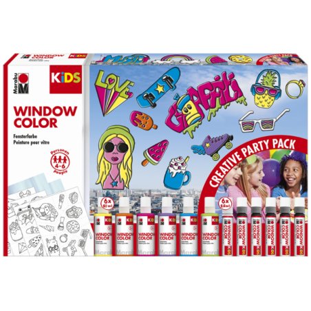 Marabu KiDS Kit Window Color "Party Pack", 6 x 80 ml