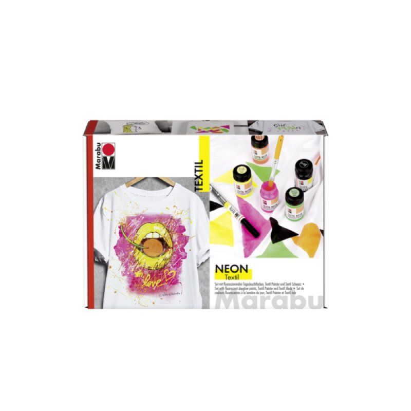 Marabu Set peinture pour tissu Neon Set, 4 x 15 ml