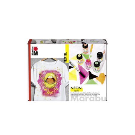 Marabu Set peinture pour tissu Neon Set, 4 x 15 ml