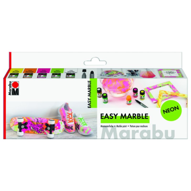 Marabu Peinture à marbrer "easy marble", set fluo NEON