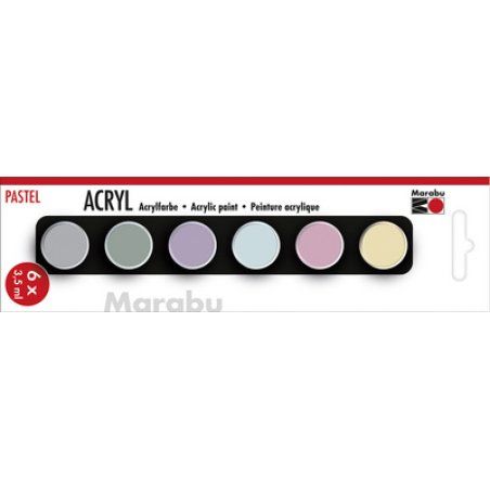 Marabu Set de peinture acrylique "PASTEL", 6 x 3,5 ml