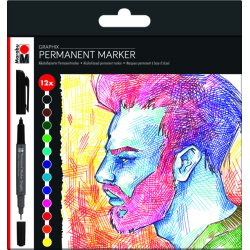Marabu Graphix permanent marker Multicolour 12 pc(s)