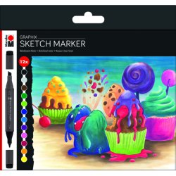 Marabu Graphix Black, Blue, Brown, Green, Grey, Light Blue, Light Green, Orange, Pink, Red, Violet, Yellow 12 pc(s)