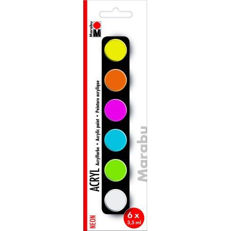 Marabu Set de peinture acrylique "NEON", 6 x 3,5 ml