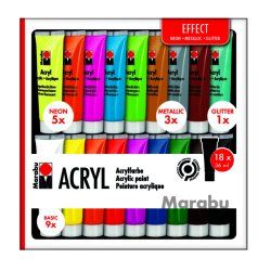 Marabu EFFECT peinture acrylique 36 ml Noir, Bleu, Cuivre, Cyan, Or, Vert, Magenta, Orange, Rose, Argent, Umbra, Blanc,
