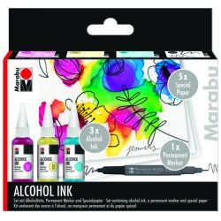 Marabu Set d'encre permanente Alcohol Ink FLOWERS