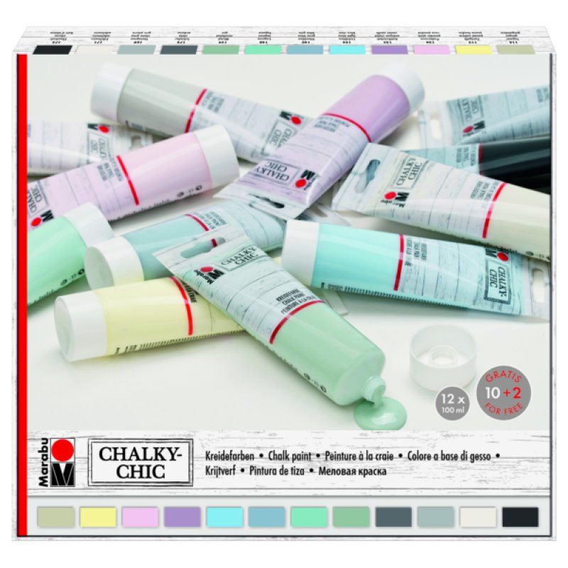 Marabu Peinture à la craie "Chalky-Chic", 12 x 100 ml