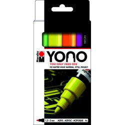 Marabu Feutre acrylique "YONO", 1,5 - 3,0 mm, set de 4 FLUO