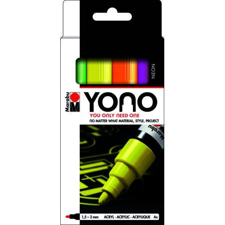 Marabu YONO Marker set NEON Green, Orange, Pink, Yellow 4 pc(s)