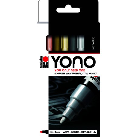 Marabu Feutre acrylique "YONO", 1,5 - 3,0 mm, set de 4 METAL