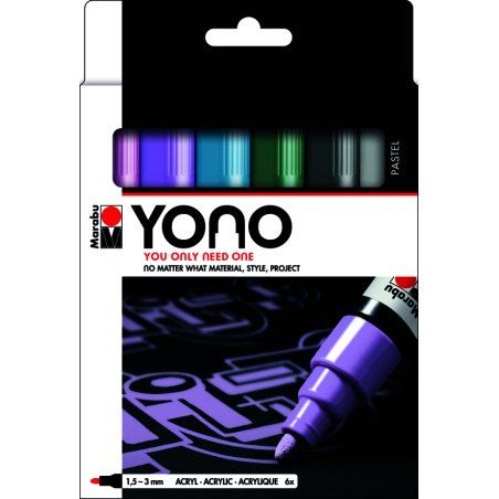 Marabu Feutre acrylique "YONO", 1,5-3,0 mm, set de 6 PASTEL