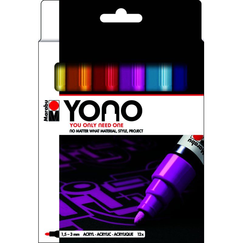 Marabu YONO Noir, Bleu, Bordeaux, Marron, Gris, Magenta, Orange, Blanc, Jaune 12 pièce(s)