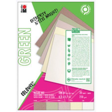 Marabu Green Bloc de papier Nature Mix, A4, en tons naturels