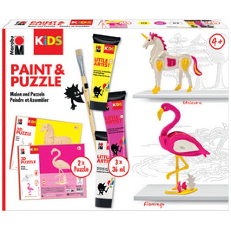Marabu KiDS Kit peinture & puzzle Little Artist, flamant