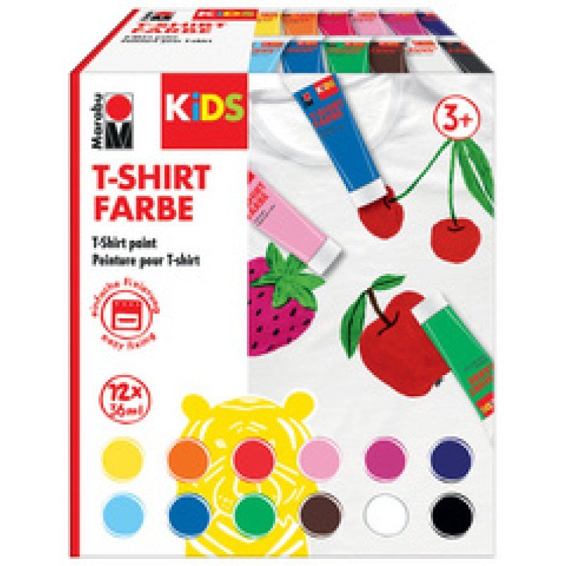 Marabu KiDS Peinture pour T-Shirt, 36 ml, tube, set de 12