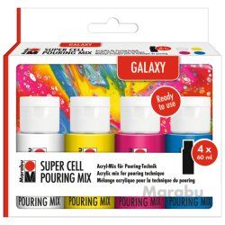 Marabu Galaxy peinture acrylique 60 ml Bleu, Rose, Blanc, Jaune Bouteille