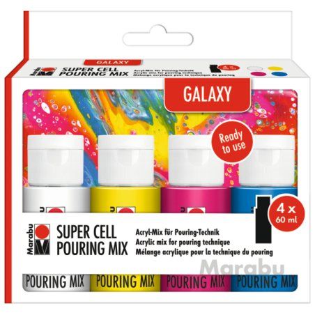 Marabu Super Cell Pouring Mix-Set GALAXY, 4 x 60 ml