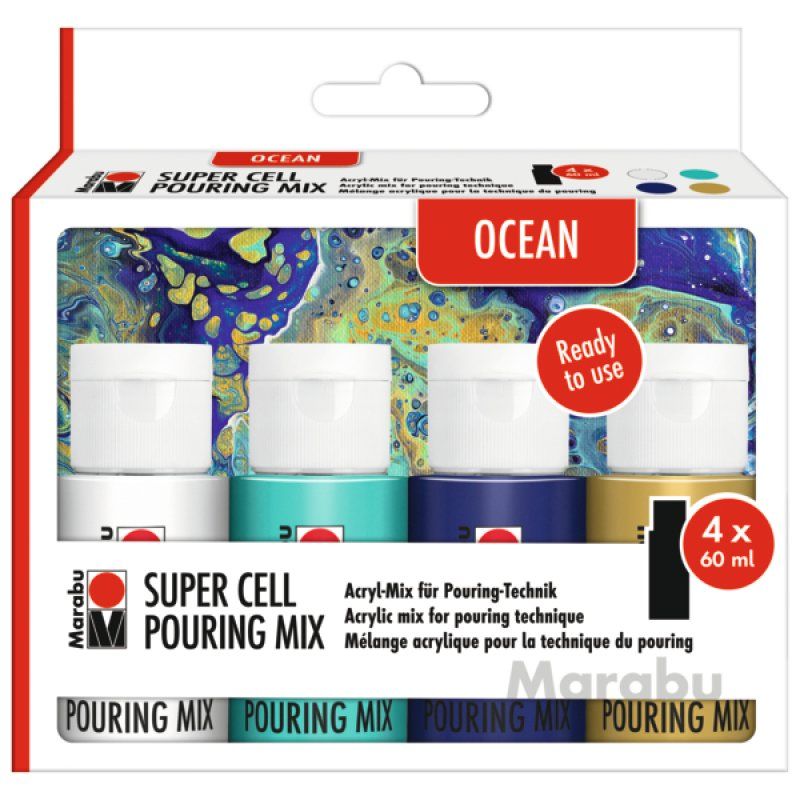 Marabu Ocean acrylic paint 60 ml Blue, Gold, Green, White Bottle