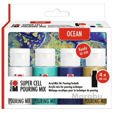 Marabu Ocean acrylic paint 60 ml Blue, Gold, Green, White Bottle
