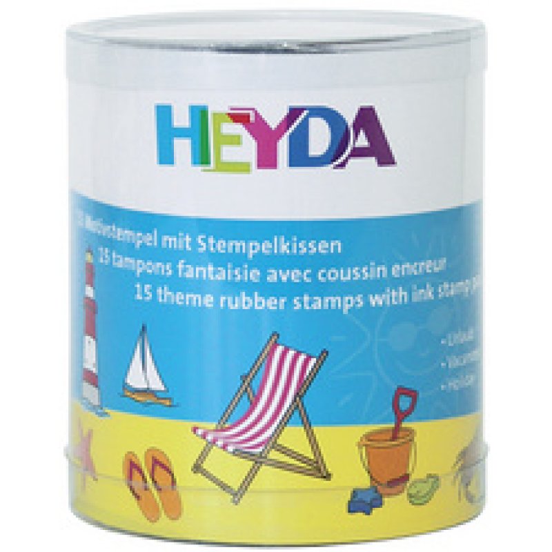 HEYDA Kit de tampons à motif "vacances", en boîte ronde