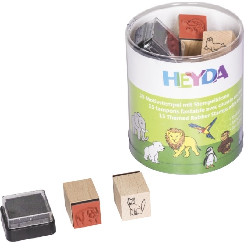 HEYDA Kit de tampons à motifs "aminaux de zoo", en boite