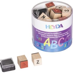 HEYDA Kit de tampons à motifs "alphabet", boîte transparente