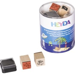 HEYDA Kit de tampons à motifs "pirates & astronaute", boîte