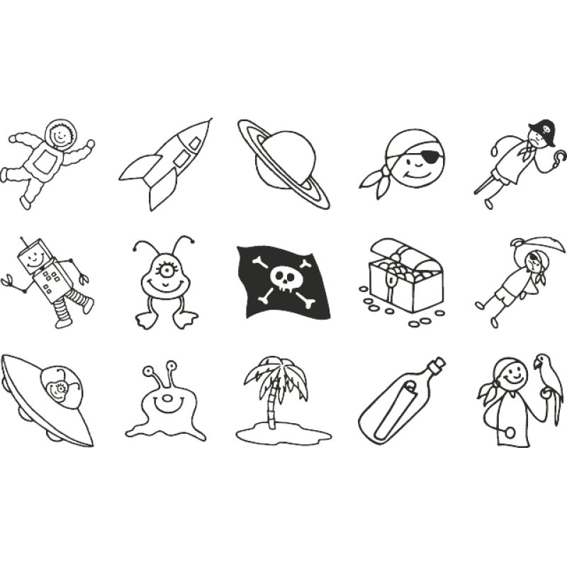 HEYDA Stamp Set Pirates & Astronaut 15pcs